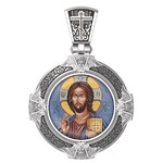 Нательная икона из белого золота 585 пробы с иконописью, темперой и эмалью