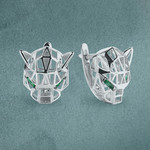 Серьги PUMA TRANSFORME из белого золота 585 пробы с изумрудом